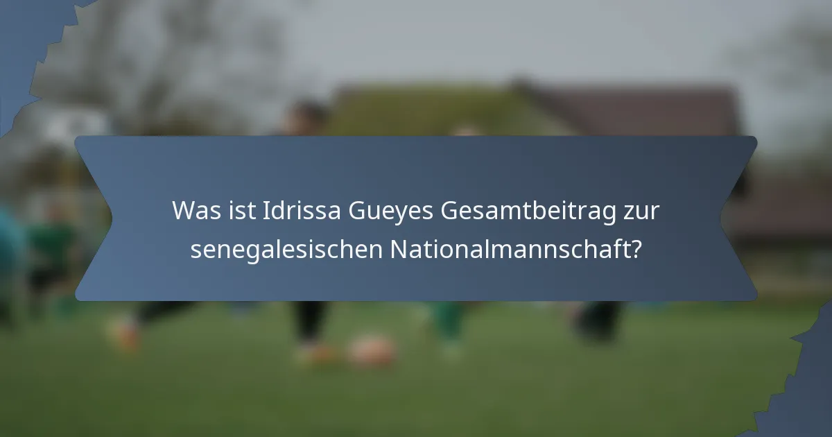 Was ist Idrissa Gueyes Gesamtbeitrag zur senegalesischen Nationalmannschaft?