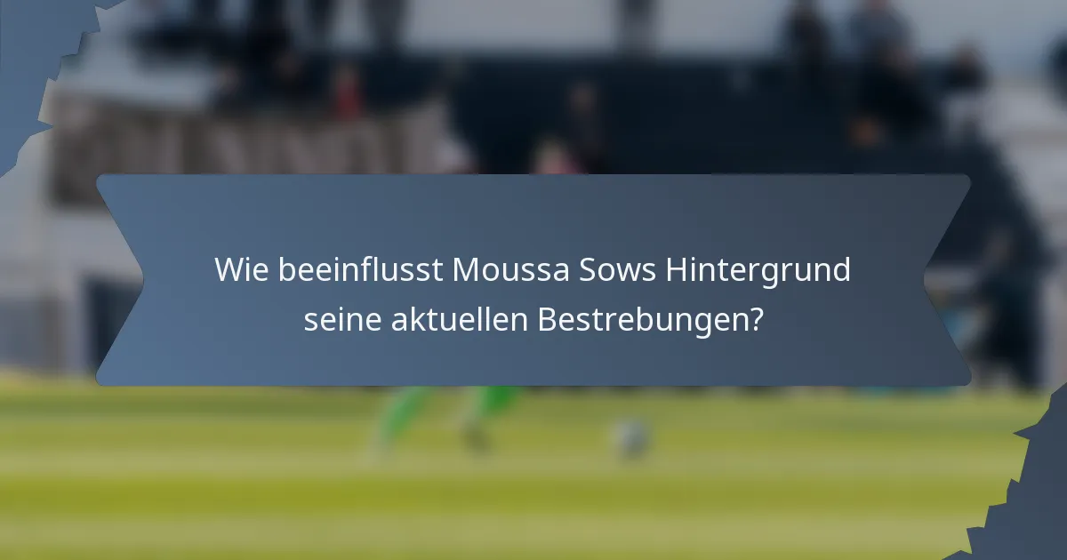 Wie beeinflusst Moussa Sows Hintergrund seine aktuellen Bestrebungen?