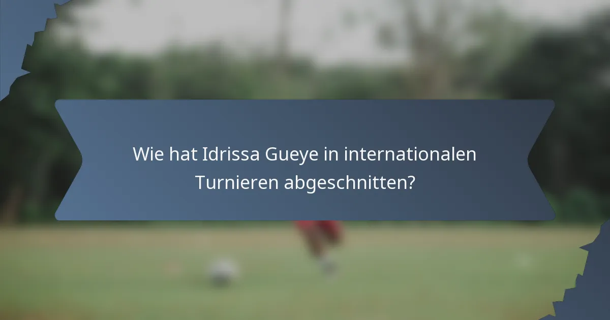 Wie hat Idrissa Gueye in internationalen Turnieren abgeschnitten?